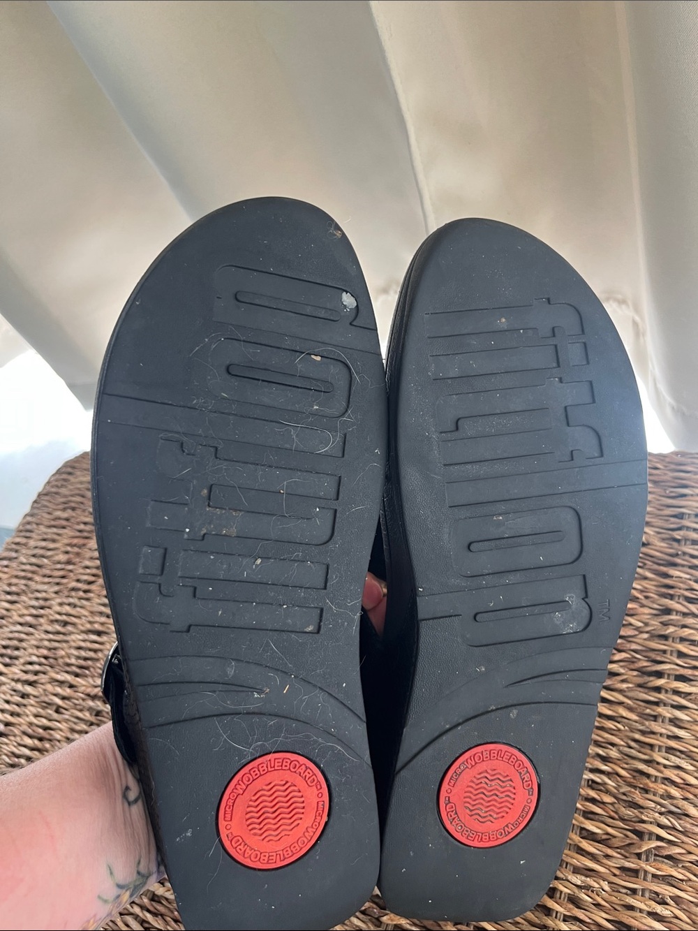 FitFlop The Skinny Black Textured Thong Sandals - Picture 9 of 10